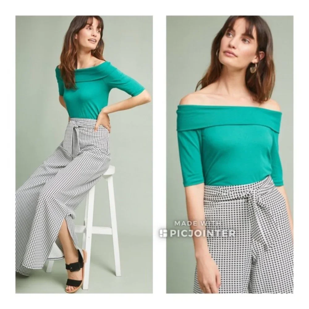 NWT Patchett Off-the-Shoulder Top Holly Green XS